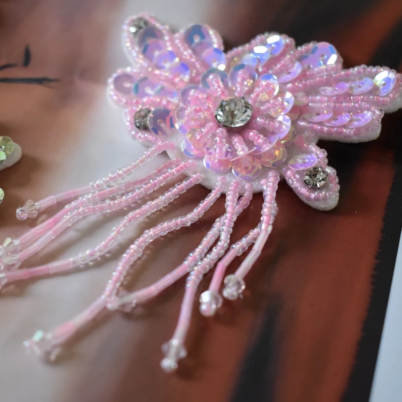 Блестящий цветок кисточкой бисером горный хрусталь патчи для одежды сумки шляпы