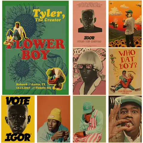 Постеры для мальчиков с изображением рогателя Тайлера, волка, ретро крафт-бумага, винтажный декор для комнаты, дома, бара, кафе, эстетическое...