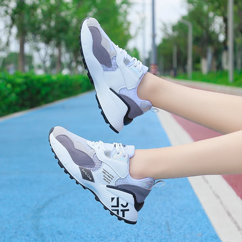 Fujin/весенние кроссовки на плоской подошве Модная дышащая обувь с круглым носком