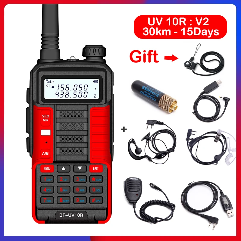 BaoFeng Walkie Talkie UV-10R Two Way 128CH VHF UHF Dual Band Transmitter Long Range 50km walkie-talkies Ham CB Radio Baofeng 10R