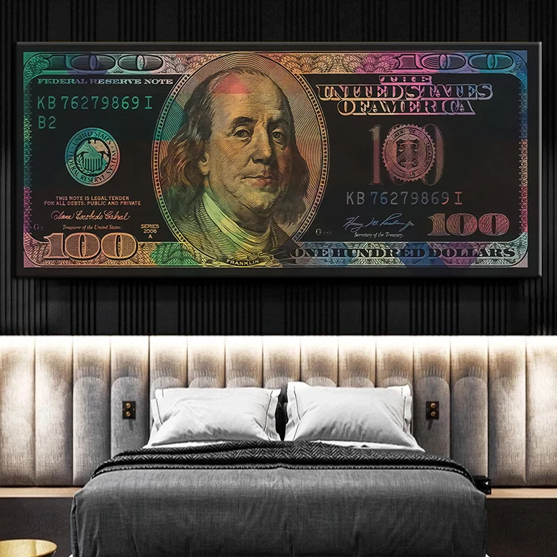 

Inspirational Money Painting on the Wall Picture Modern Art 100 Dollars Canvas HD Print Posters and Prints for Living Room Decor