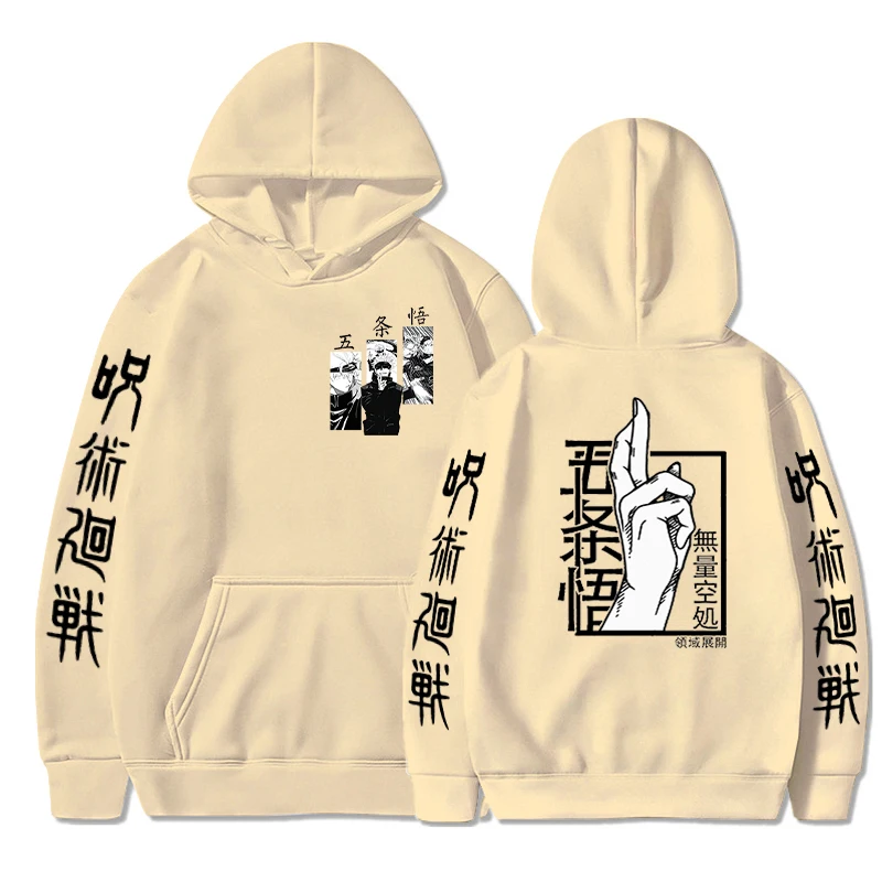 

Худи из аниме «джутсу» для мужчин и женщин, толстовки с принтом годжоу, Сатору, уличная одежда в стиле Харадзюку, флисовые пуловеры с капюшон...