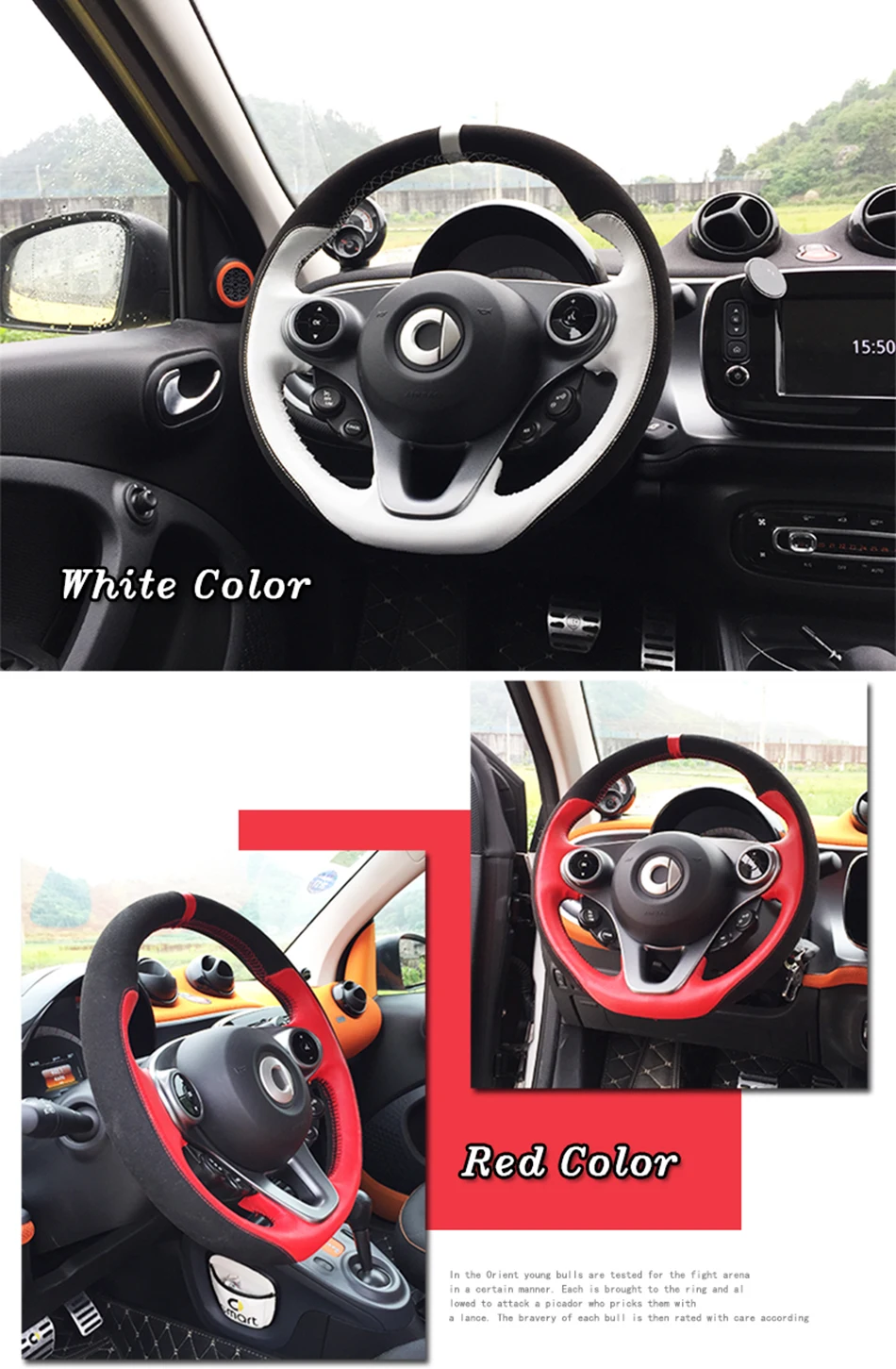 DIY чехол на руль для smart 453 fortwo forfour, очень мягкая кожаная оплетка на руль, аксессуары для интерьера