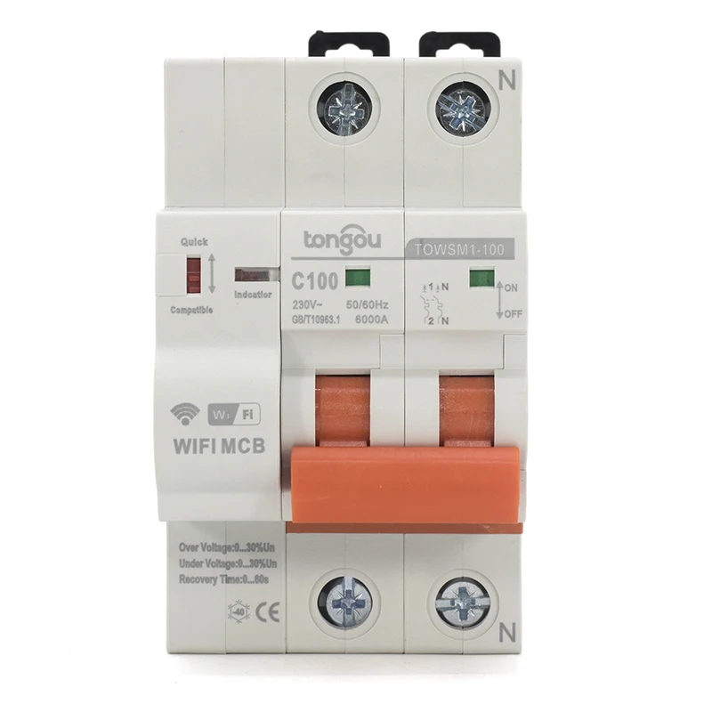 

230/400V 2P Residual Current Circuit Breaker With Over And Short Current Leakage Protection WIFI Circuit Breaker Remote Control