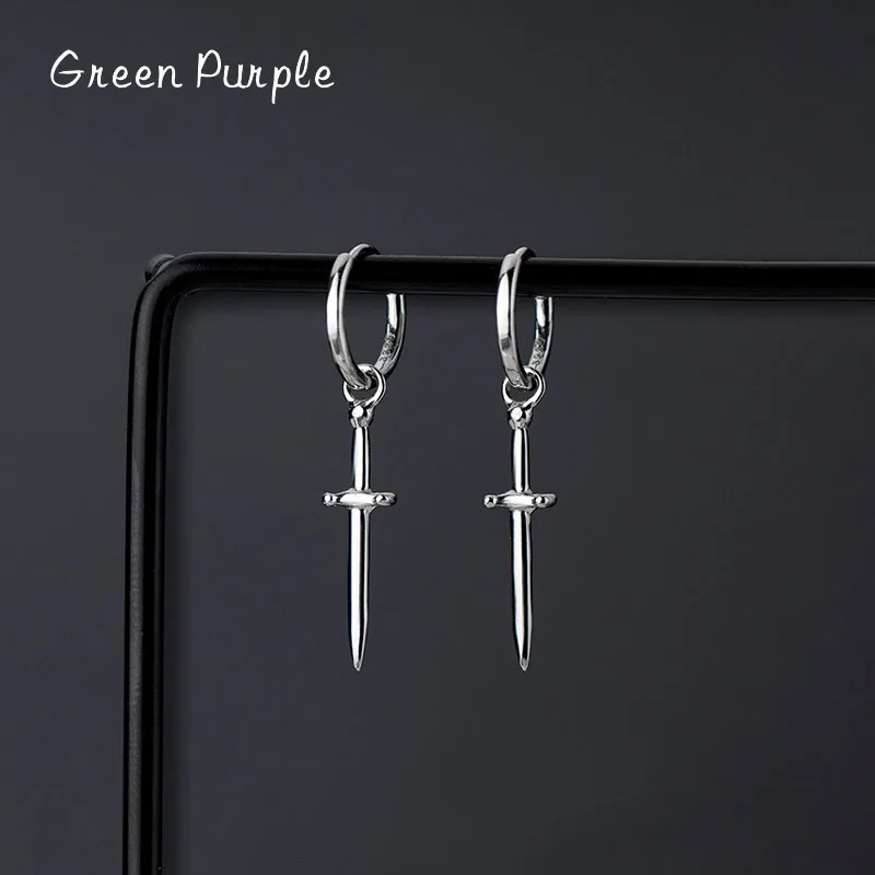 

Серьги-кольца из серебра 100% пробы с блестящим крестом