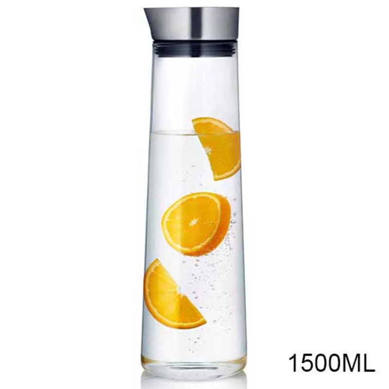 Hot Sale High Capacity 1000ml/1500ml Heat-Proof Thickened Glass Pitcher with Stainless Steel Lid Carafe for Hot/Cold Water Juice | Дом и сад