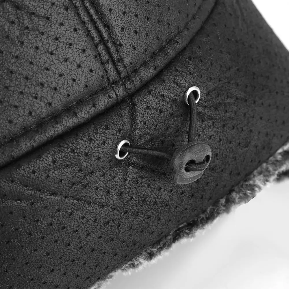 Черная Мужская зимняя шапка с наушниками Русская Шапка бомбер меховые шапки