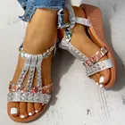 Женские сандалии-гладиаторы на высоком каблуке, летние сандалии с эластичным ремешком и кристаллами, повседневные пляжные босоножки, 2021