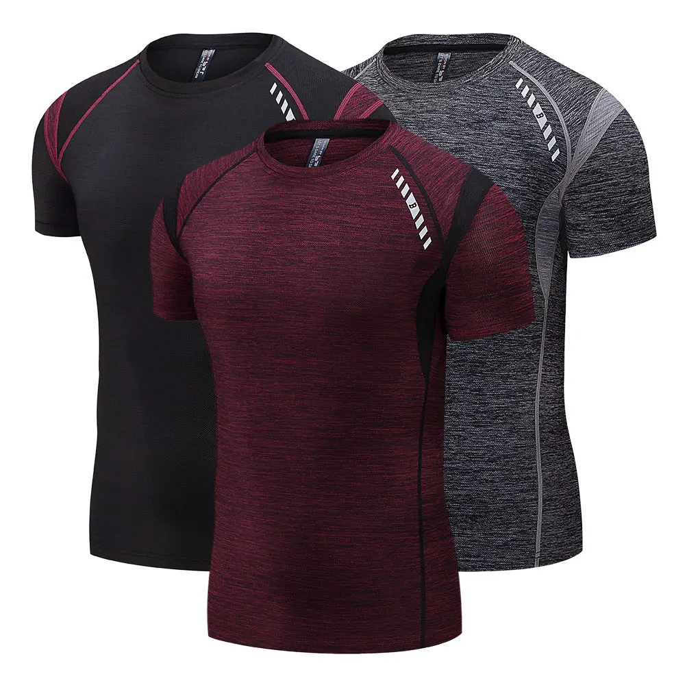 Men's Shirt Summer New Short Sleeve Sports Quick Drying Breathable Training Compression Jogging Tights Gym Fitness Workout Shirt