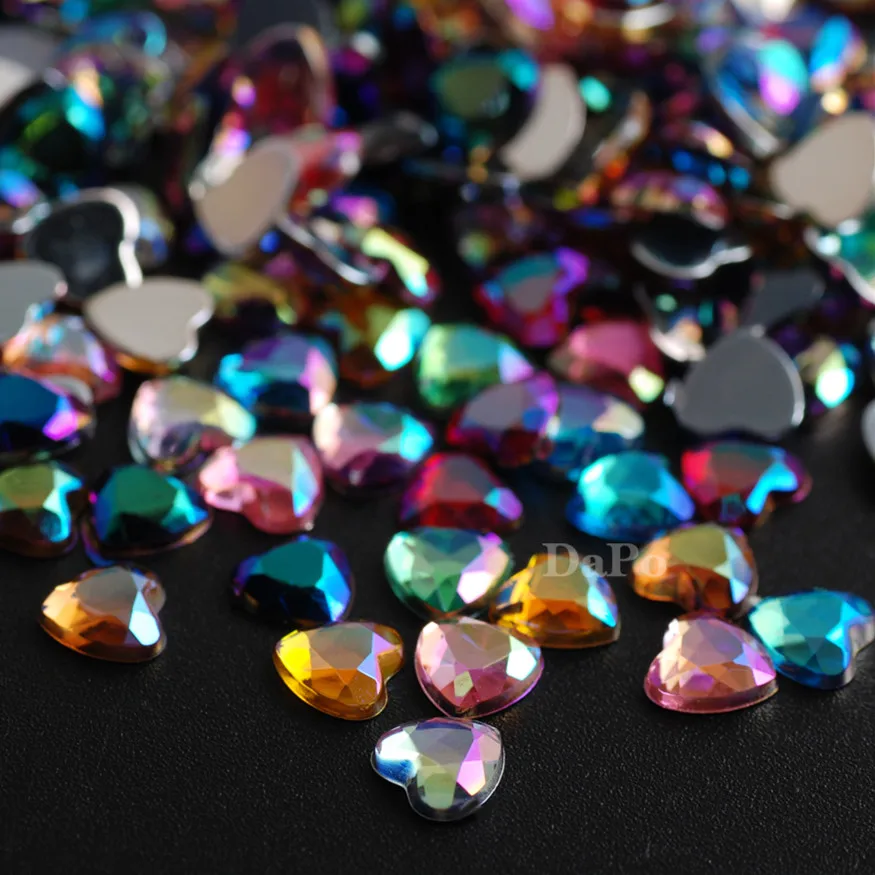 13 цветов 6 мм ab в форме сердца Стразы для ногтей кристалл акриловая плоская задняя