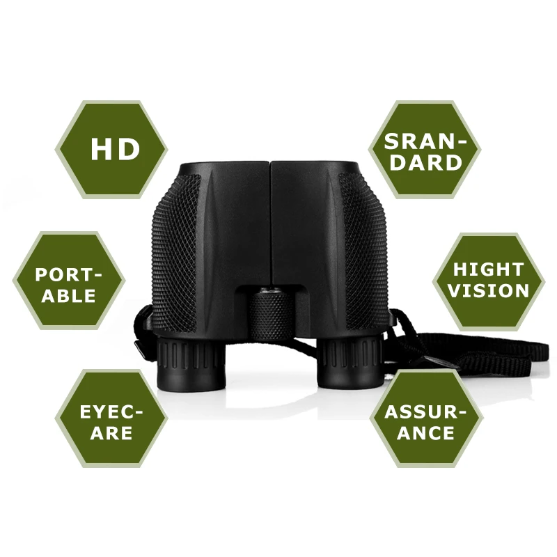 

High Clarity Binoculars 10X25 HD All-optical Green Film Waterproof 1000m Folding Telescope Tourism FMC Optics Hunting Camping