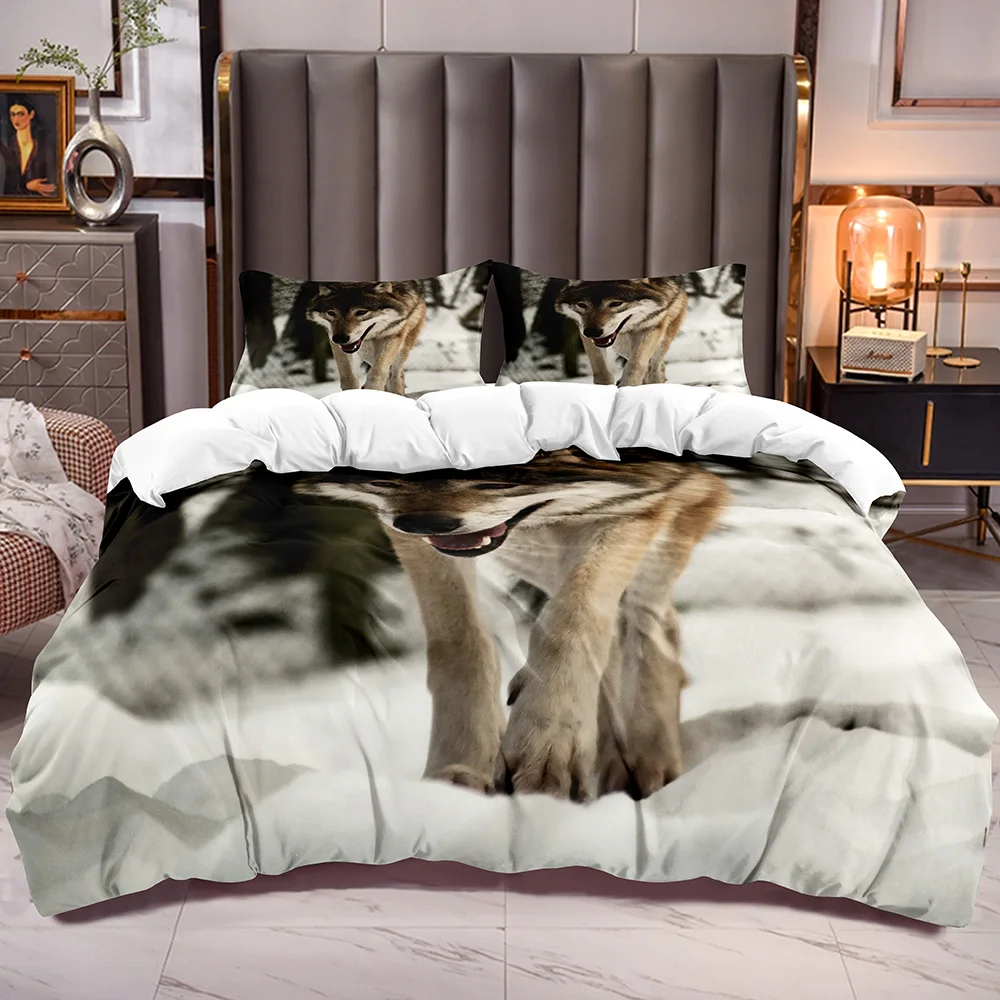

Animal Theme Wolf Duvet Cover Sets with Zipper Closure Kids Teens Bedding Comforter Cover with Wolf Pattern Quilt Cover