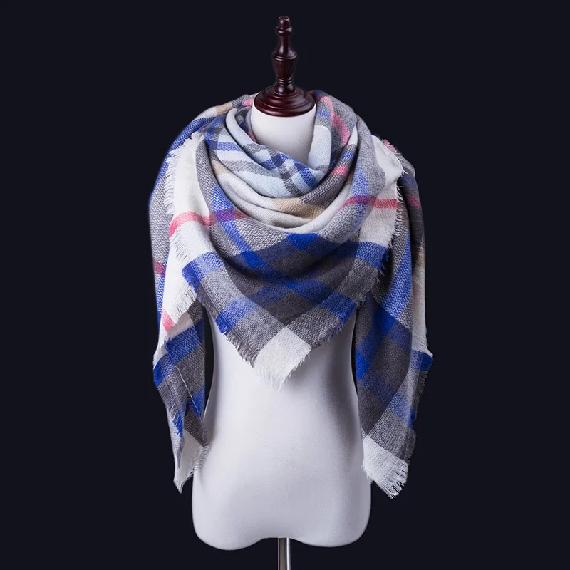Модный кашемировый зимний шарф для женщин, шерстяной шарф в клетку, теплый шарф из пашмины, шали и шарфы - Цвет: B20
