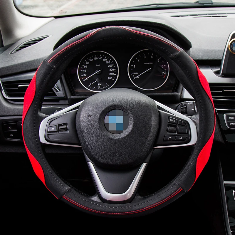 38cm Leather Universal Car Steering-wheel Cover 37CM-38CM Car-styling Sport Auto Steering Wheel Covers Anti-Slip | Автомобили и