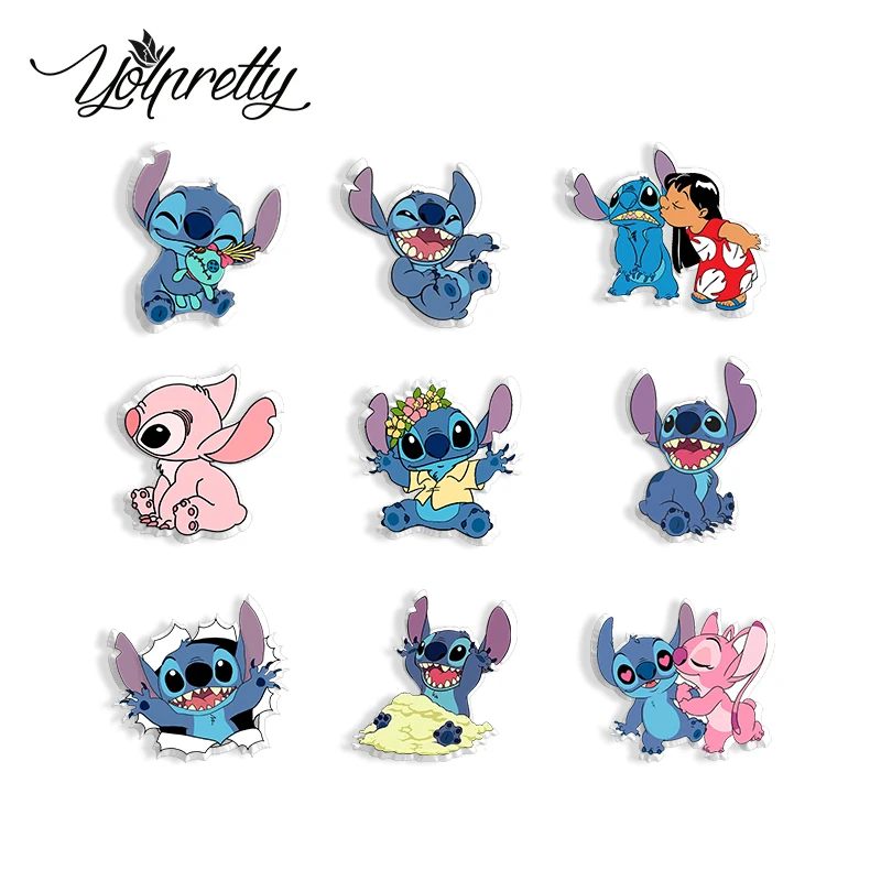 

2021 Disney Lilo stitch Cartoon Pattern Acrylic Brooch Jewelry Resin Epoxy Acrylic Badge