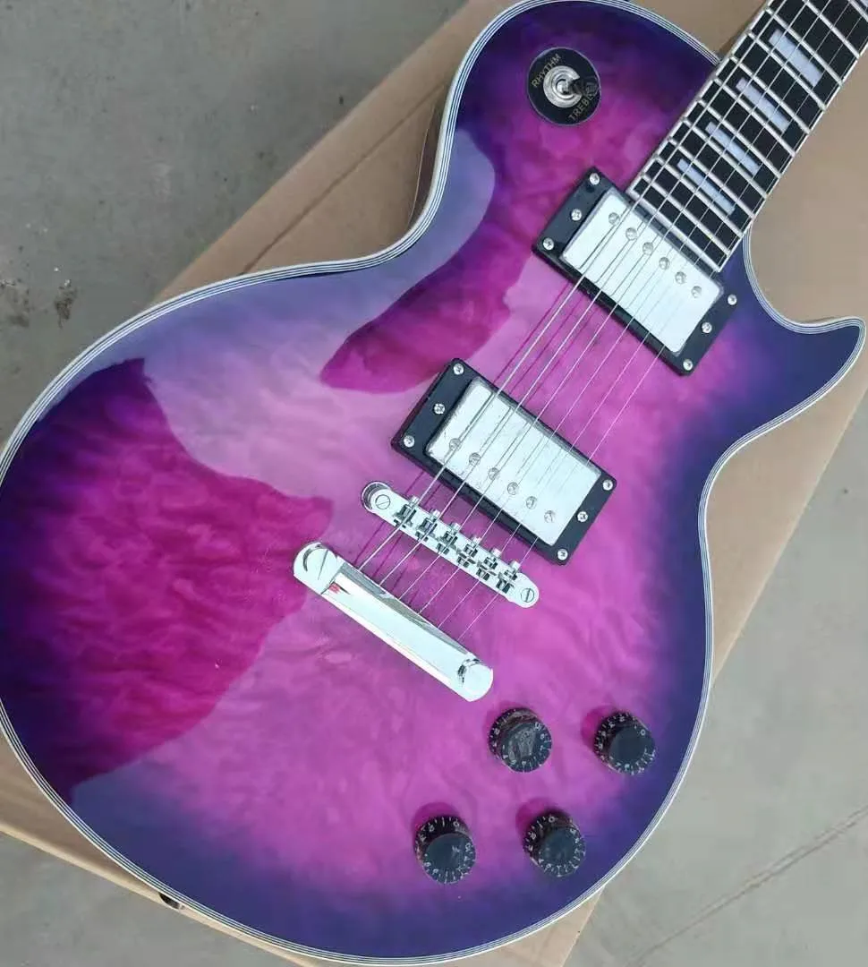 

Encargo al por mayor de alta calidad guitarra elctrica estndar guitarra elctrica Parte superior de arce de compresin Envo