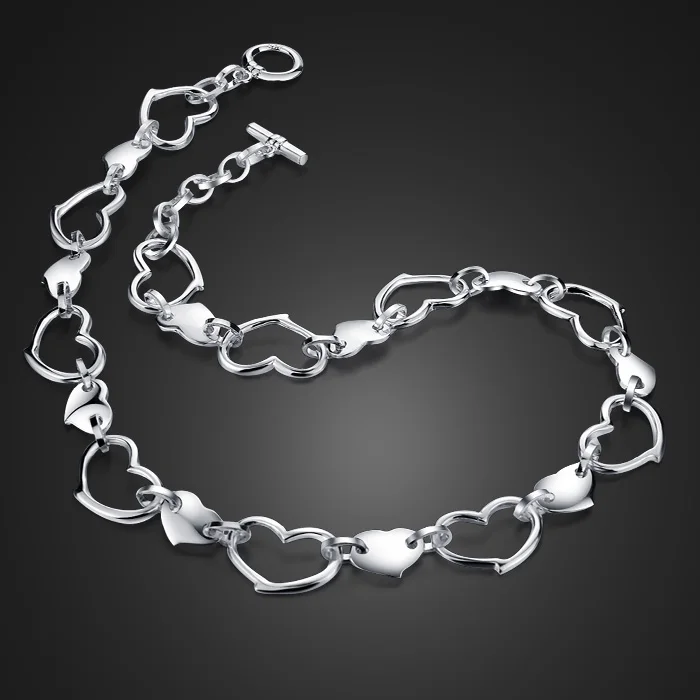 

Charming lady heart-shaped silver pendant.Solid 925 Sterling silver 14mm wide necklace.wholesale Europe fashion women jewelry