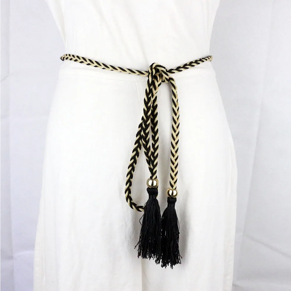 

Waist Chain Woven Tassel Waistband Slender Braided Belt Women Decorated Waist Rope Accessories Chic Dress Chain for Women