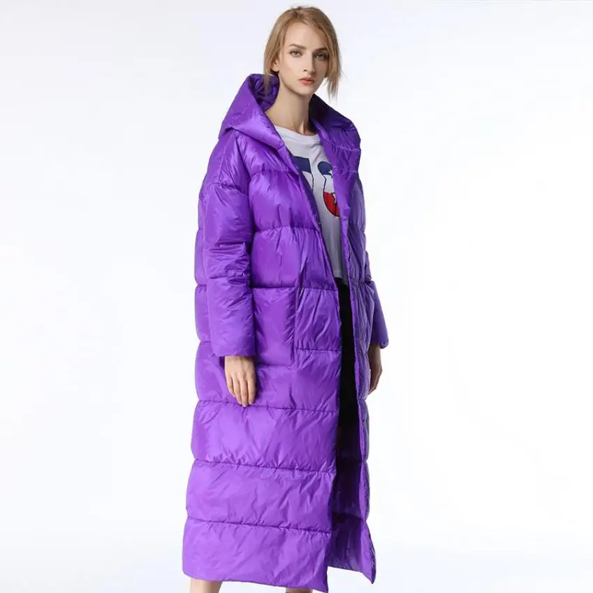 Пуховик женский зимний длиной до щиколотки 122 см с капюшоном | Женская одежда