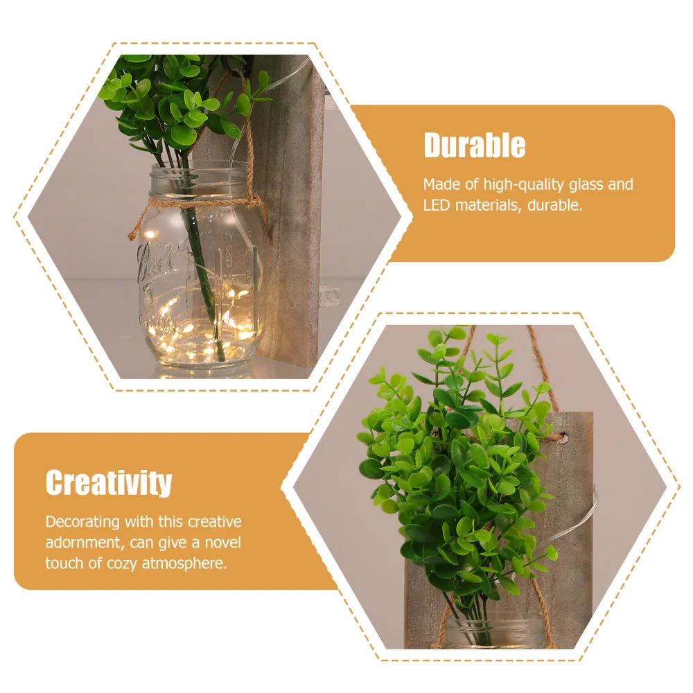 

2 Sets Remote Controlled Light Hanging LED Lights with Green Plant