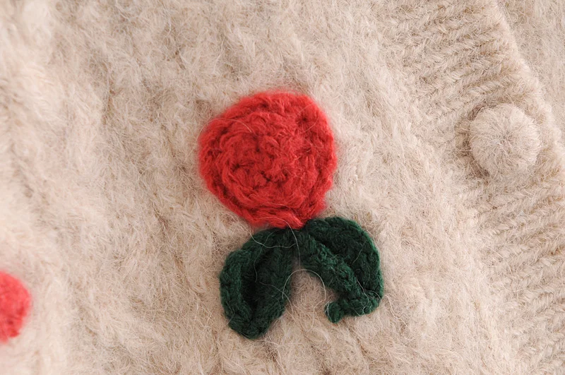

Free Inspirit New Arrival Sweet Girl Style O-neck Embroided Flower Computer Knitted Warm Thick Winter Cardigans Sweater