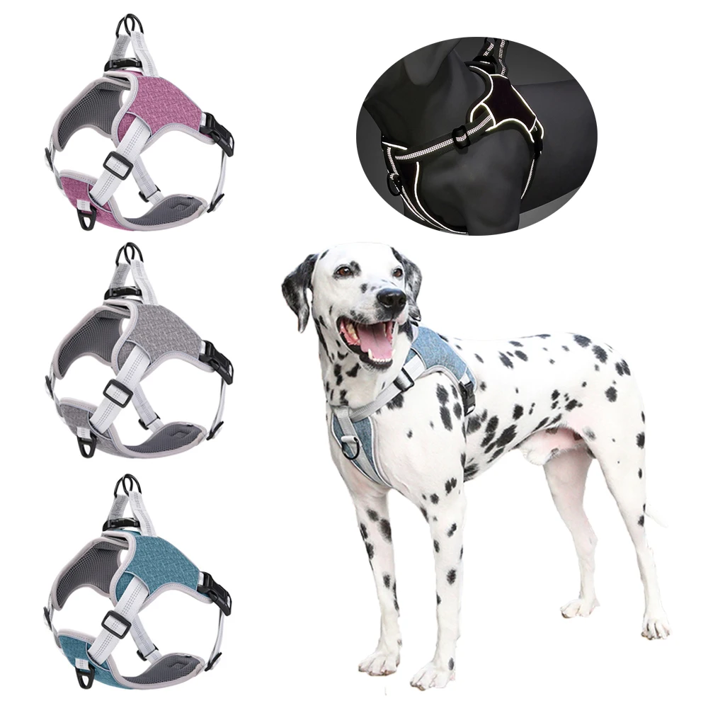 Светоотражающая шлейка для собак мягкая дышащая сетка регулируемая легкая в