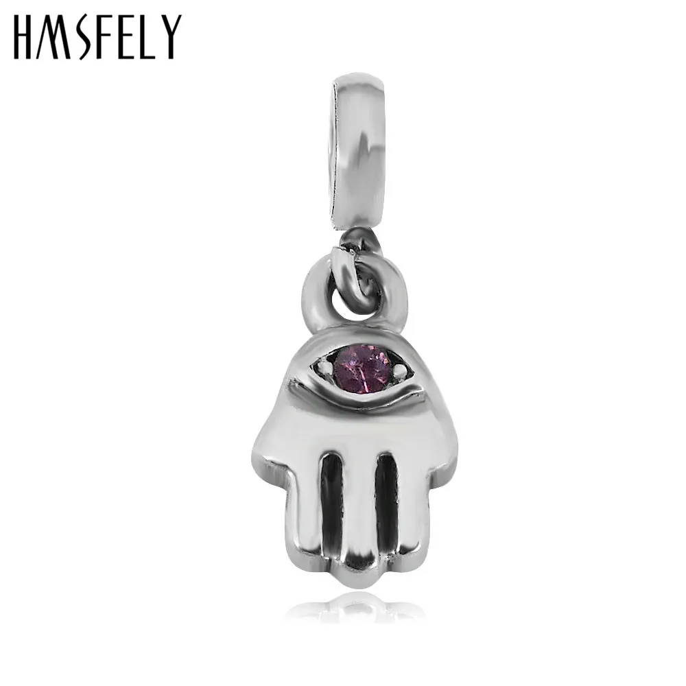 HMSFELY 316L Stainless Steel Crystal Fatima Hand Pendant Accessories For DIY Charm Bracelet Necklace Jewelry Making 2.5mm Hole | Украшения