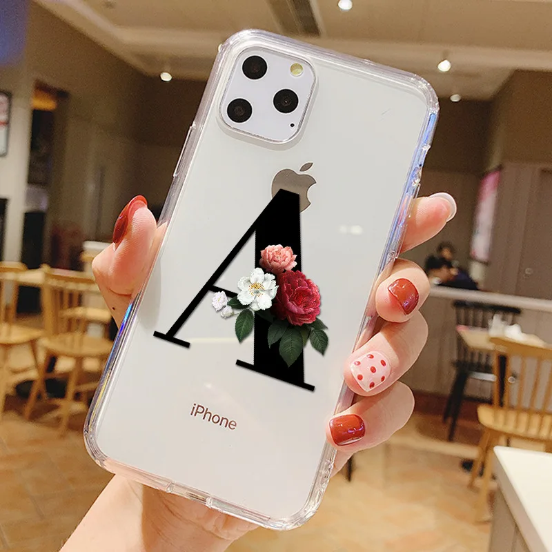 Для iphone 11 pro max 6 6s 7 8 Plus SE X XR XS MAX чехол 3D Художественная буква Цветок Прозрачный