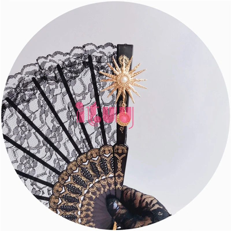 Ручной работы в стиле винтаж готика черный белый кружевной с золотым подкладом