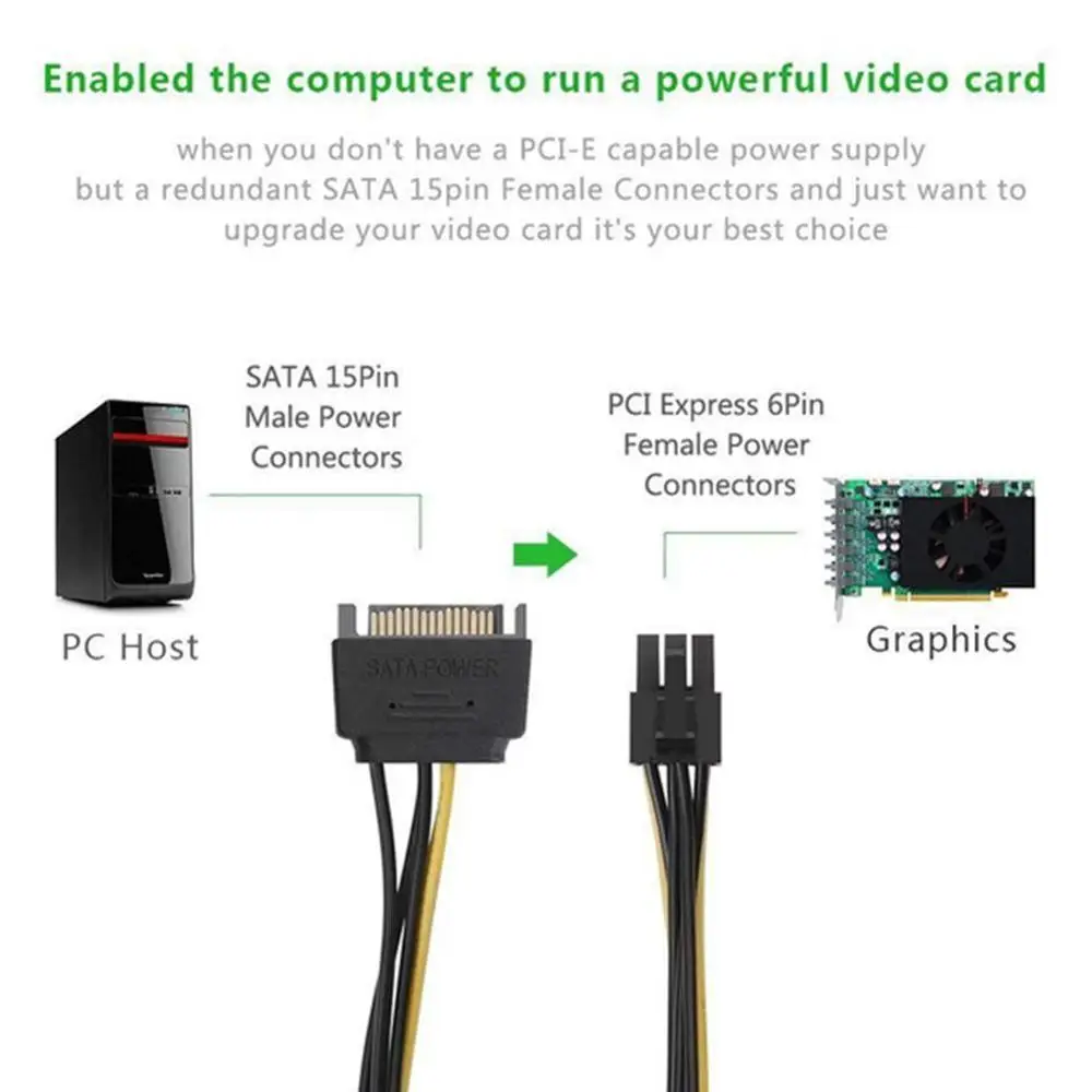 

8-inch Express Adapter For Video Card 15-pin SATA Express And Power 6-pin PCI-E Supply PCI Adapter Cable PCIe Z7T6