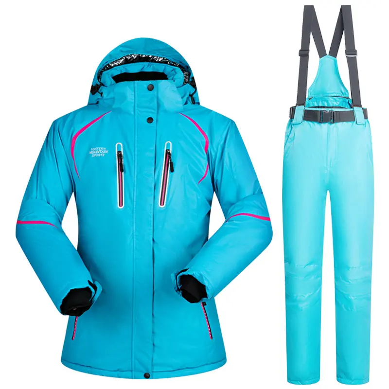 Лыжный костюм Женская зимняя снежная одежда комплект Толстая Водостойкая лыжная