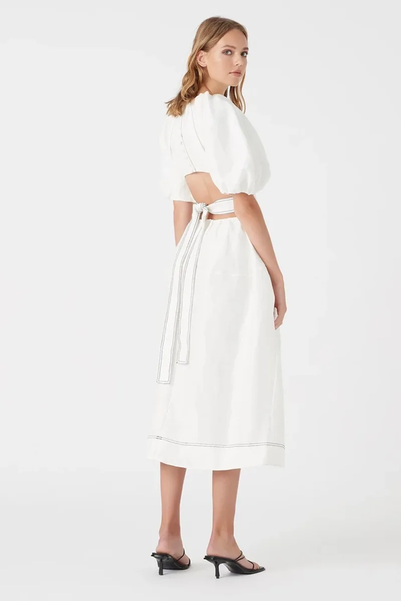 

2020 Summer New Long Dress Europe Cotton Fashion Sexy Ladies Dress Short Sleeve Solid Color Women Clothing U697