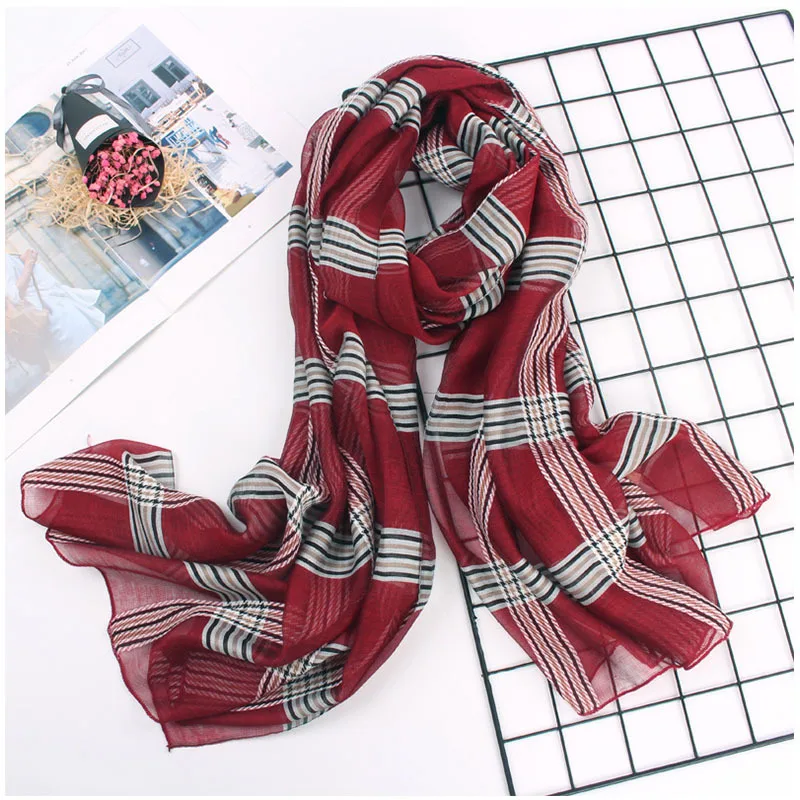 

Silk Wool Plaid Scarf Vintage Stripe Warm Womens Shawl Wrap Mulberry Silk Natural Pashmina Ladies Winter Fashion Accessories