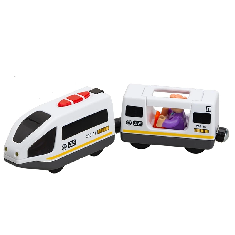 train set white Детский Электрический поезд набор игрушек поезд литой слот игрушка подходит для стандартного деревянного поезда Железной Дороги - Цвет: train set white