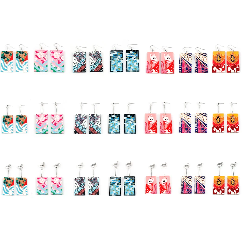 

Demon Slayer Earrings Kamado Tanjirou Nezuko Ear Clips Agatsuma Zenitsu Hashibira Inosuke Acero Inoxidable Pendientes Piercing