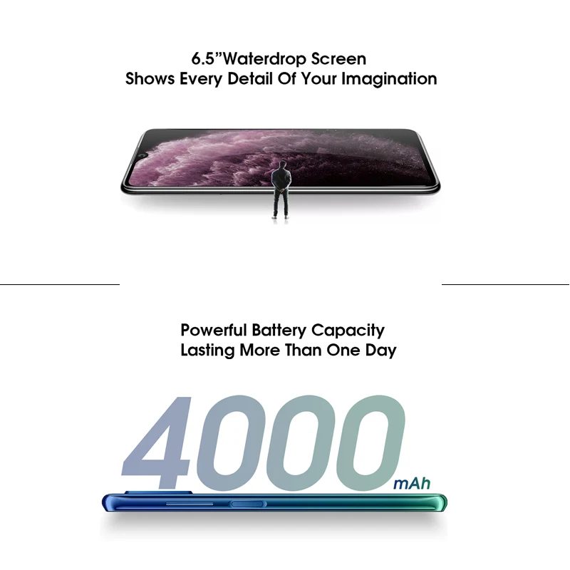 ELEPHONE E10 смартфон MT6762D Octa Core 6 5 &quotHD + 4000 мА/ч 4 Гб 64 быстрой зарядки андроид 10 NFC сбоку