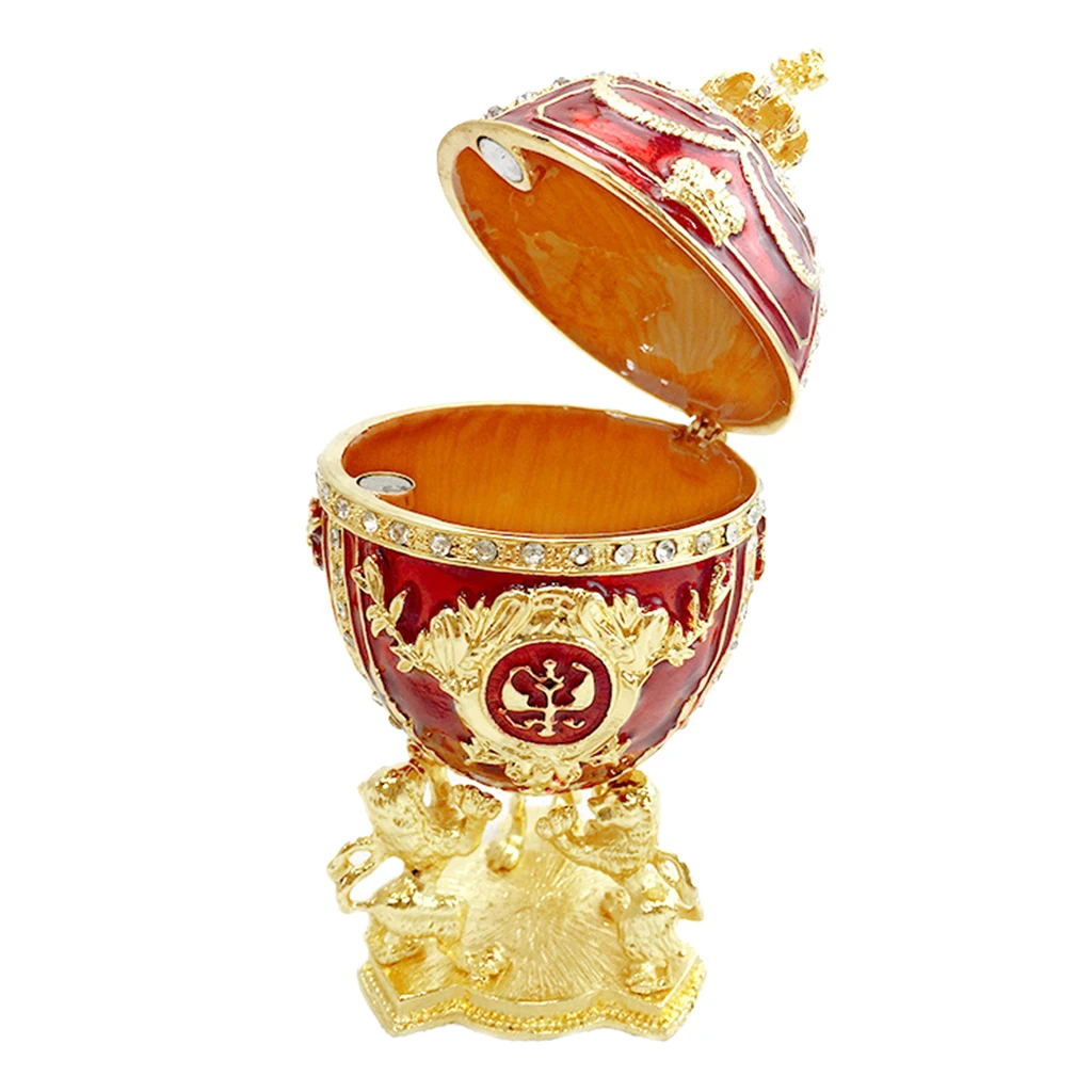 

Rhinestone Enameled Easter Egg Jewelry Box Pendant Ring Jewelry Container Case