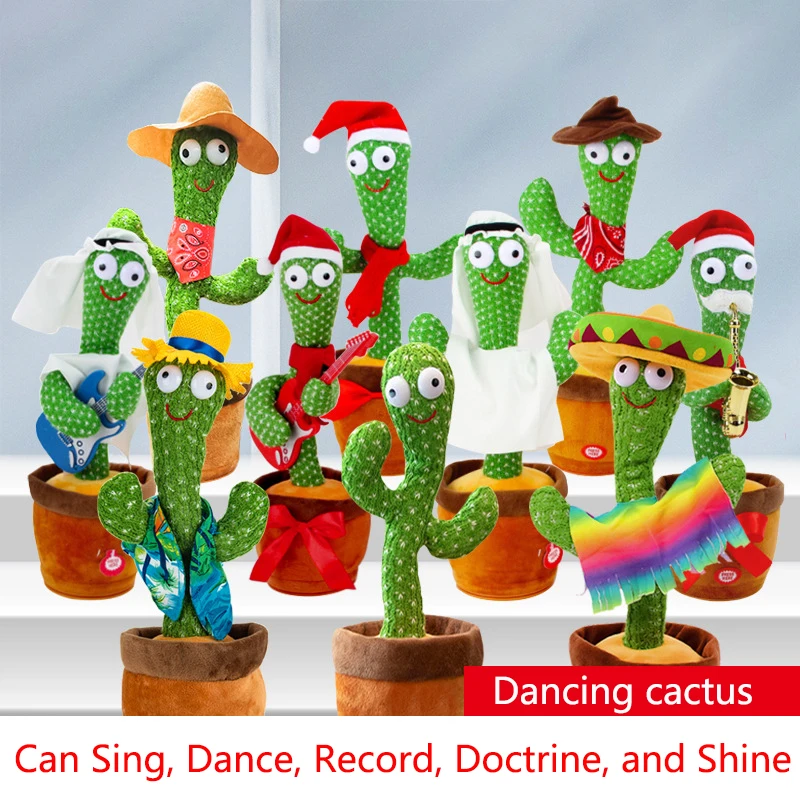 

32 см кактус, плюшевая игрушка, Электронная танцевальная игрушка с английской песней, плюшевый танцевальный кактус, развивающая игрушка для ...