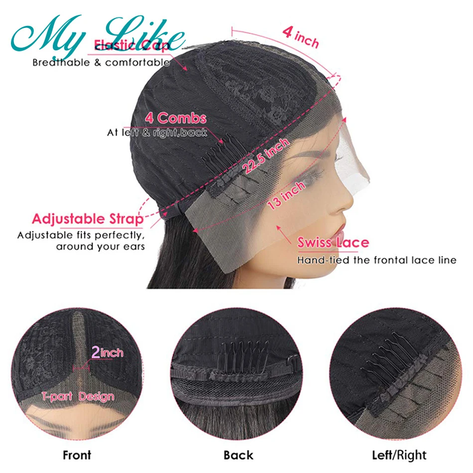 Парики на сетке T-Part бразильские прямые парики из человеческих волос для черных