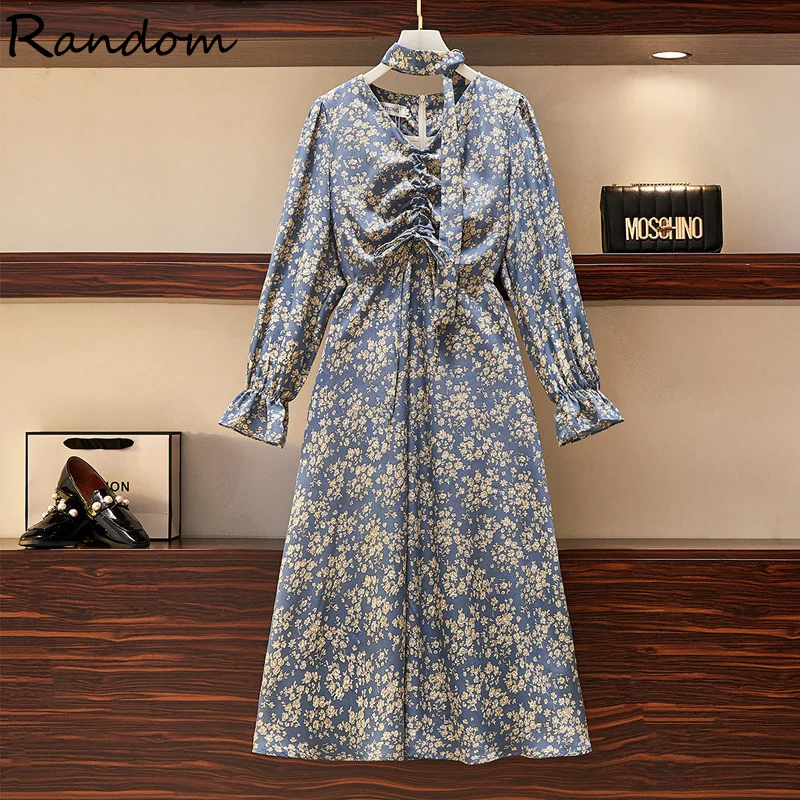 Большие размеры S-4XL женское модное элегантное платье с цветочным принтом осень