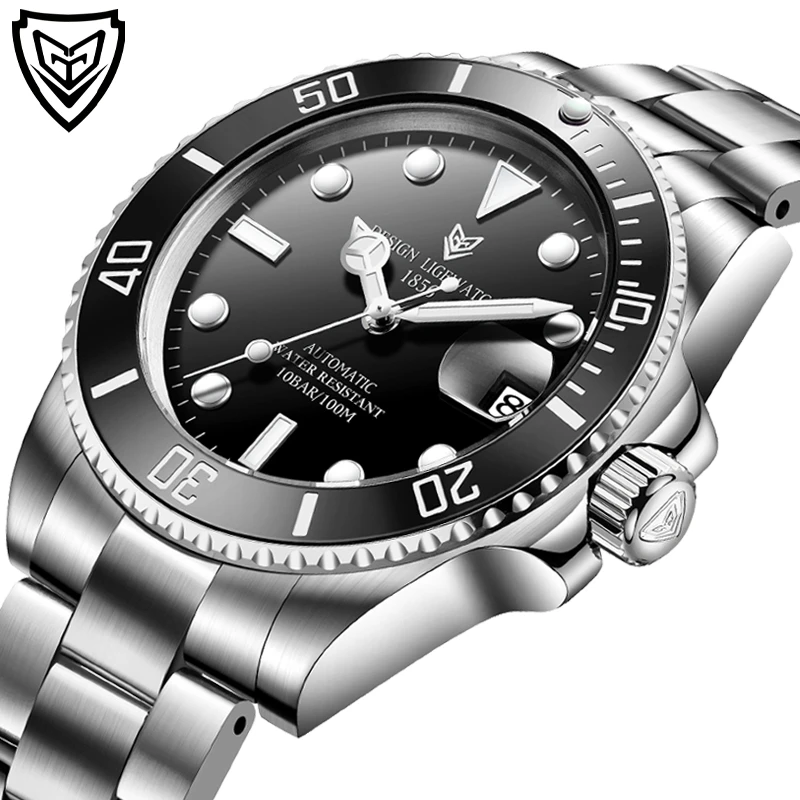 Часы наручные LIGE Мужские механические дизайнерские автоматические Роскошные