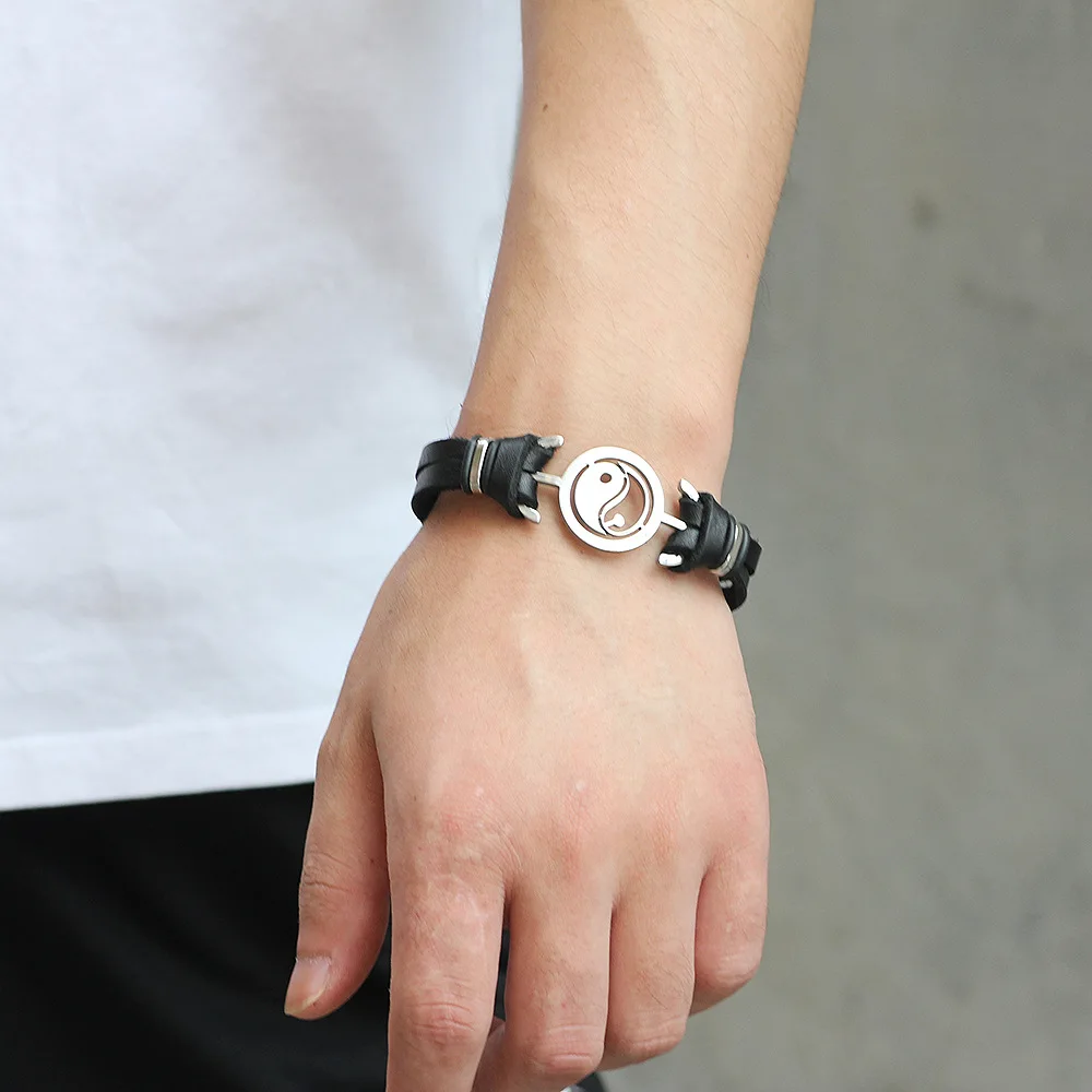 22 см длинный Браслет из нержавеющей стали тайцзи Инь и Ян сплетни браслет
