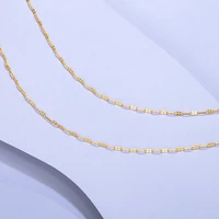 fashion necklace for women yellow gold color simple single chain elegant wedding jewelry pure gold plated collares bijoux 50cm