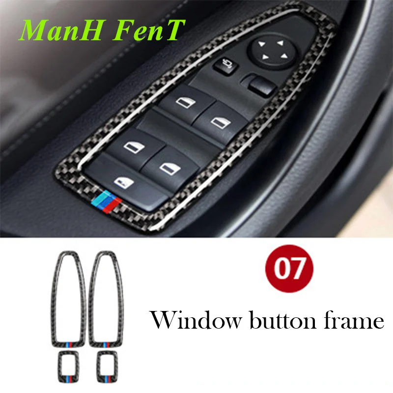 

For BMW X1 F48 F49 Window Control Button Panel Real Carbon Fiber Interior Accessories Car Decoration 3D Sticker 2016-2018