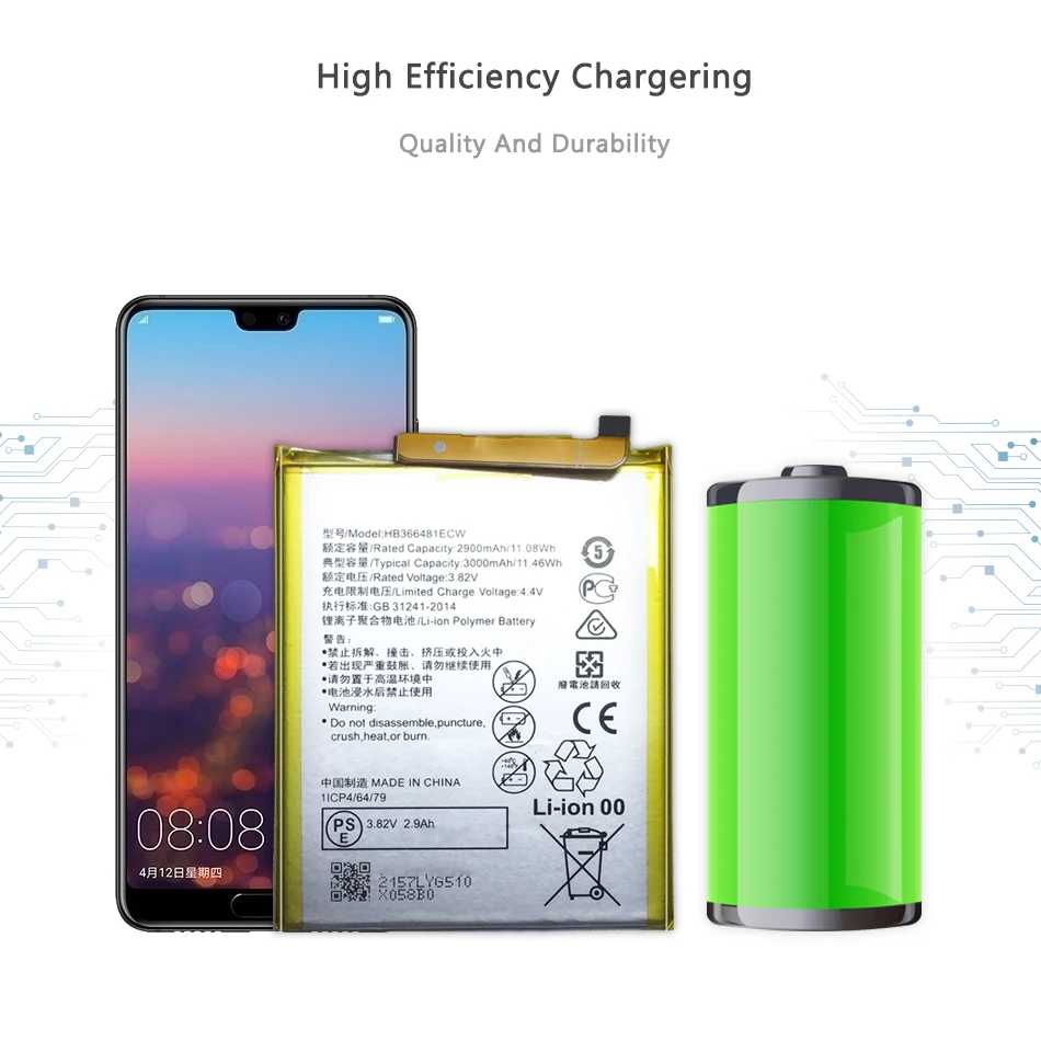 Аккумулятор для huawei Ascend P9/P9 Lite/P8 Lite /P20 Lite/P10 Lite/honor 8/honor 8 Lite/honor 5C/G9/Y6 II 2900mAh HB366481ECW