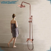 yanksmart antique cooper bathroom shower set wall mounted mixer double handle shower room accessories