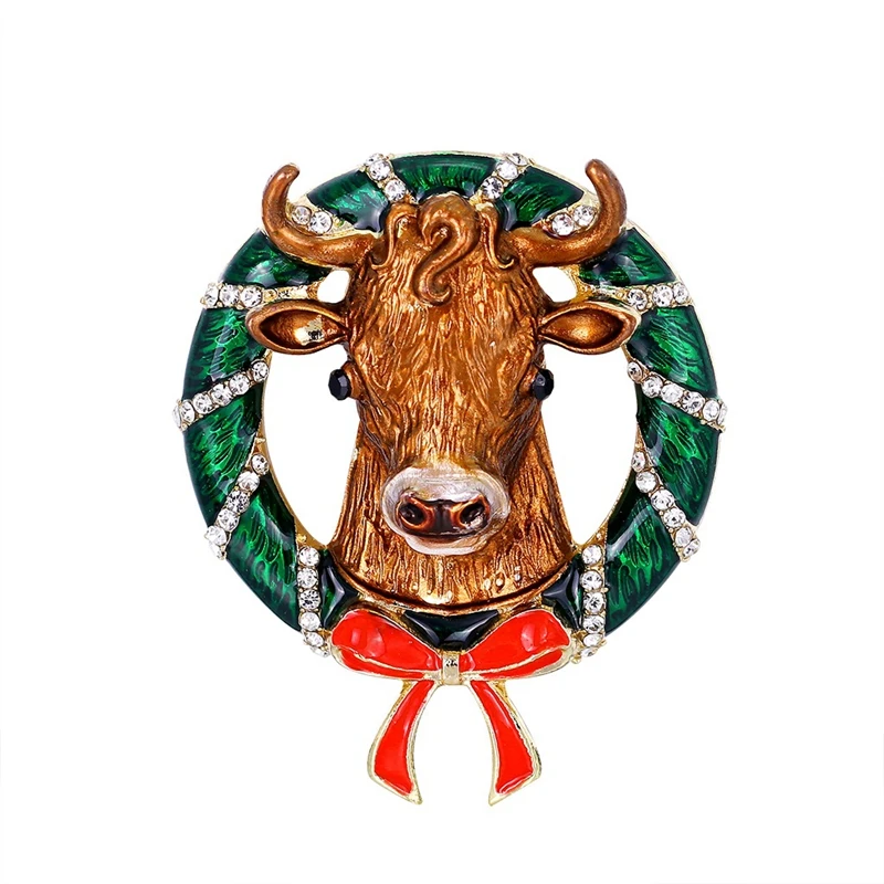 

Christmas Deer Brooch Enamel Pins Cute Animal Elk Rhinestone Brooches Winter Jewelry Friends Gift New Year