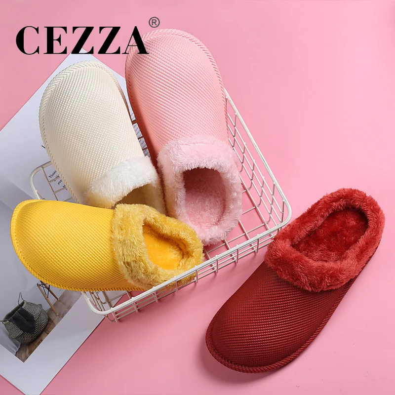 CEZZA/зимние женские домашние тапочки водонепроницаемые шлепанцы Вьетнамки теплые