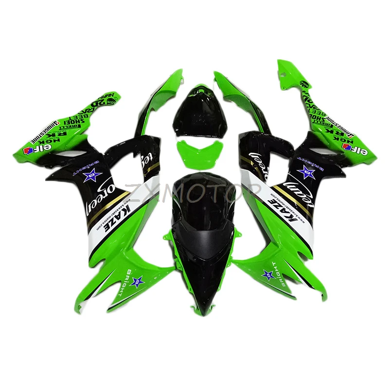 Лучшая цена комплект обтекателей для Kawasaki Ninja ZX10R 2008-2011 черный зеленый дешевый