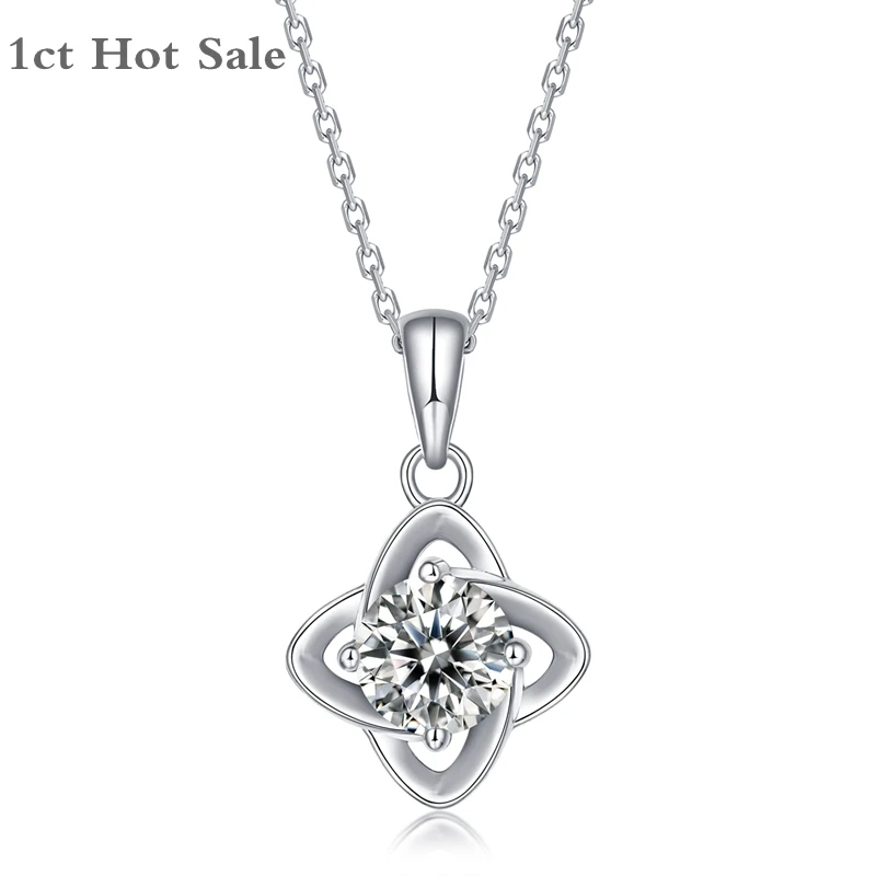 

Moissanit 1ct 6.5mm 925 Sterling Silver VVS1 Necklace For Women Fine Jewelry Created Moissanite Pendant Necklace Birthday Gift